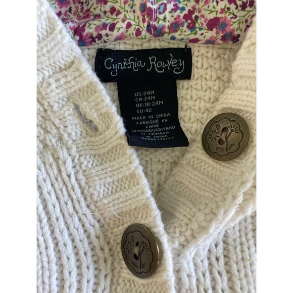 Cynthia Rowley Cozy Crochet Knit Winter White Hooded Sweater Toddler 24 Months - Picture 4 of 7